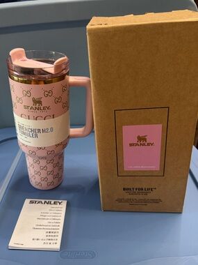 Stanley Pink Designer Laser Engraved Monogram Quencher Tumbler with Handle
